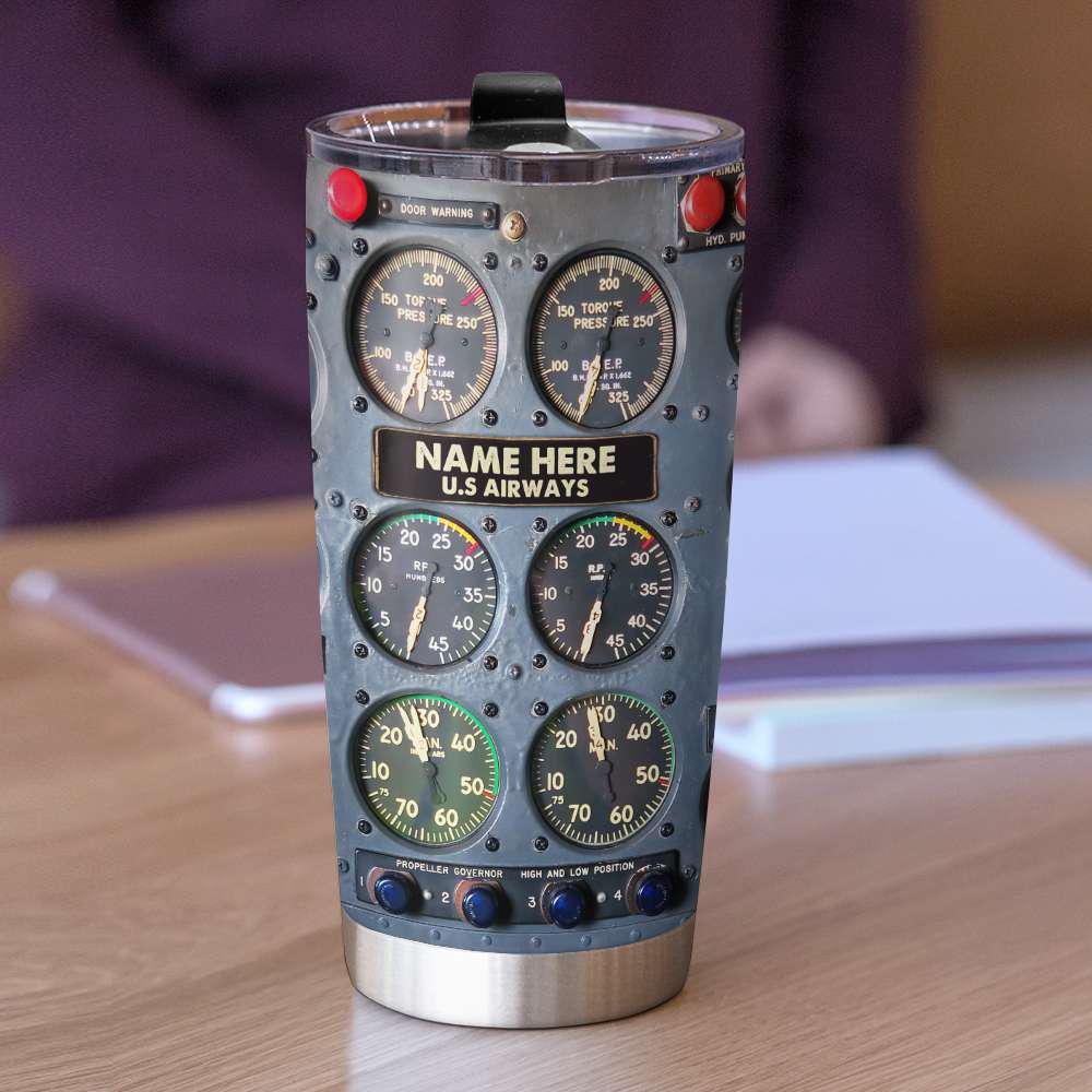 Flight Instruments Panel Tumbler Cup, Custom Name Pilot Tumbler Cup, Personalized Gift For Pilot - Tumbler Cup - GoDuckee