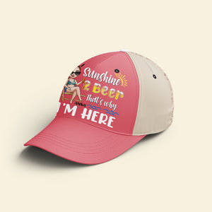 Beach Girl Sunshine & Beer That's Why I'm Here Personalized Classic Cap Gift For Her - Classic Cap - GoDuckee