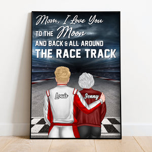Personalized Dirt Track Racing Family Canvas Print - Mom I Love You To The Moon And Back - Gifts For Family Members - Poster & Canvas - GoDuckee