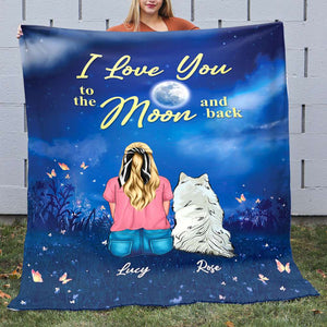 Dogs I Love You To The Moon And Back - Personalized Blanket - Blanket - GoDuckee