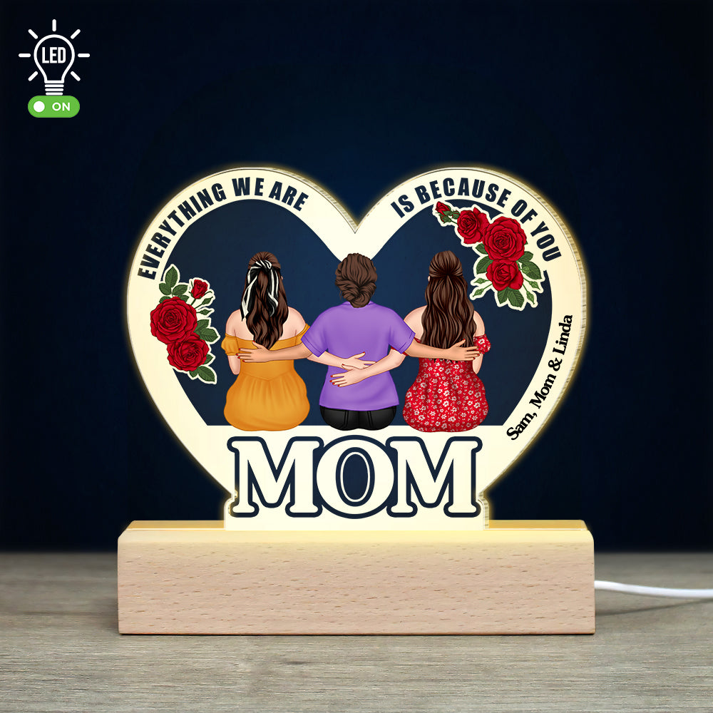 Every Thing We Are Mom- Gift For Mother- Personalized Led Light- Mother's Day Led Light - Led Night Light - GoDuckee