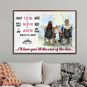 Personalized Fishing Couple Poster - I Will Love You 'Till The End Of The Line - Poster & Canvas - GoDuckee