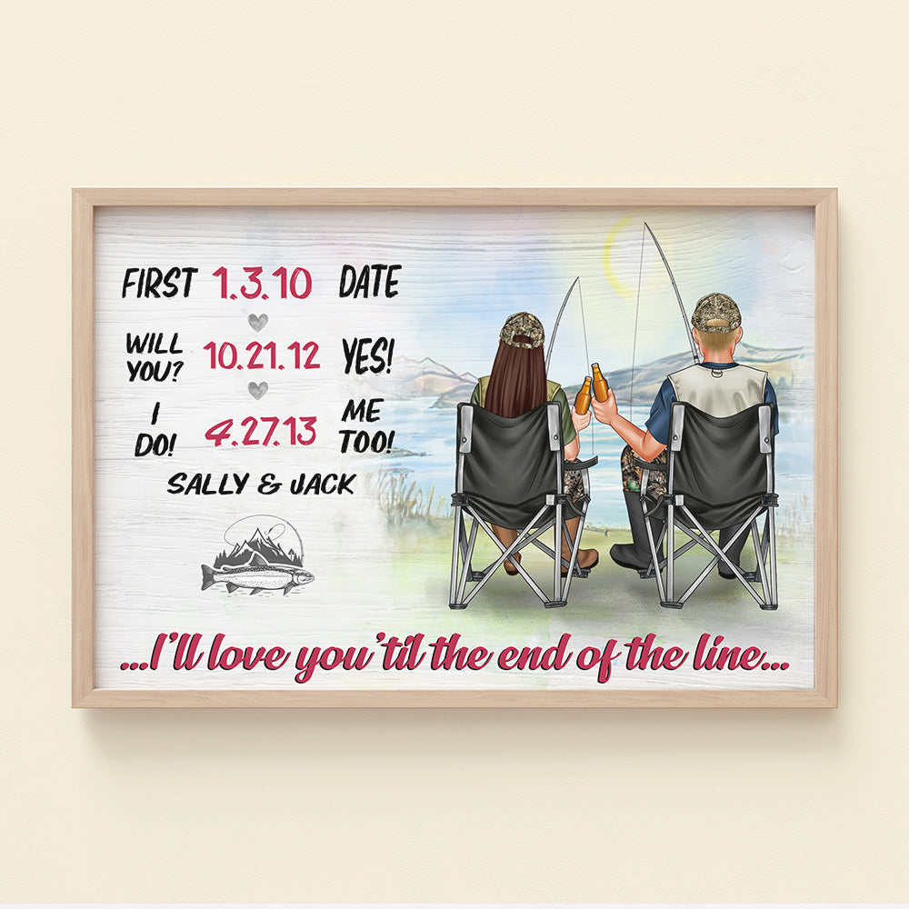Personalized Fishing Couple Poster - I Will Love You 'Till The End Of The Line - Poster & Canvas - GoDuckee