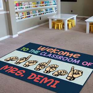 Sign Language Welcome Mat - Custom Classroom's Name - Welcome To The Classroom - Doormat - GoDuckee