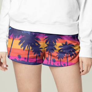 Custom Surfing Couple Hawaiian Shirt and Men Beach Shorts, Sunset Pattern - Hawaiian Shirts - GoDuckee