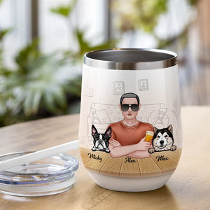 To The One Who Gets To Feed Me And Walk With Me, Personalized Wine Tumbler, Gift For Dog Lovers, Father's Day - Wine Tumbler - GoDuckee