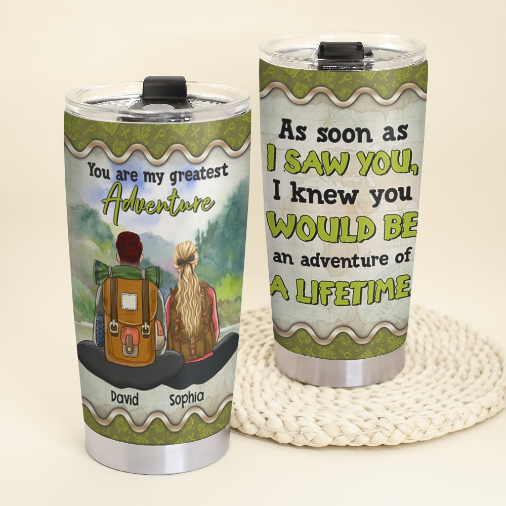 You Are My Greatest Adventure Personalized Camping Couple Tumbler, Gift For Couple - Tumbler Cup - GoDuckee