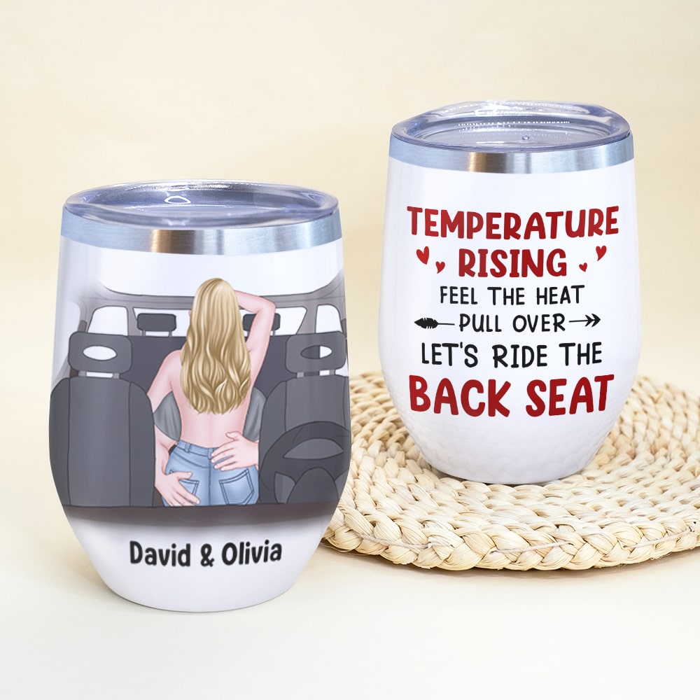Temperature Rising Feel The Heat Personalized Couple Tumbler, Gift For Couple - Wine Tumbler - GoDuckee