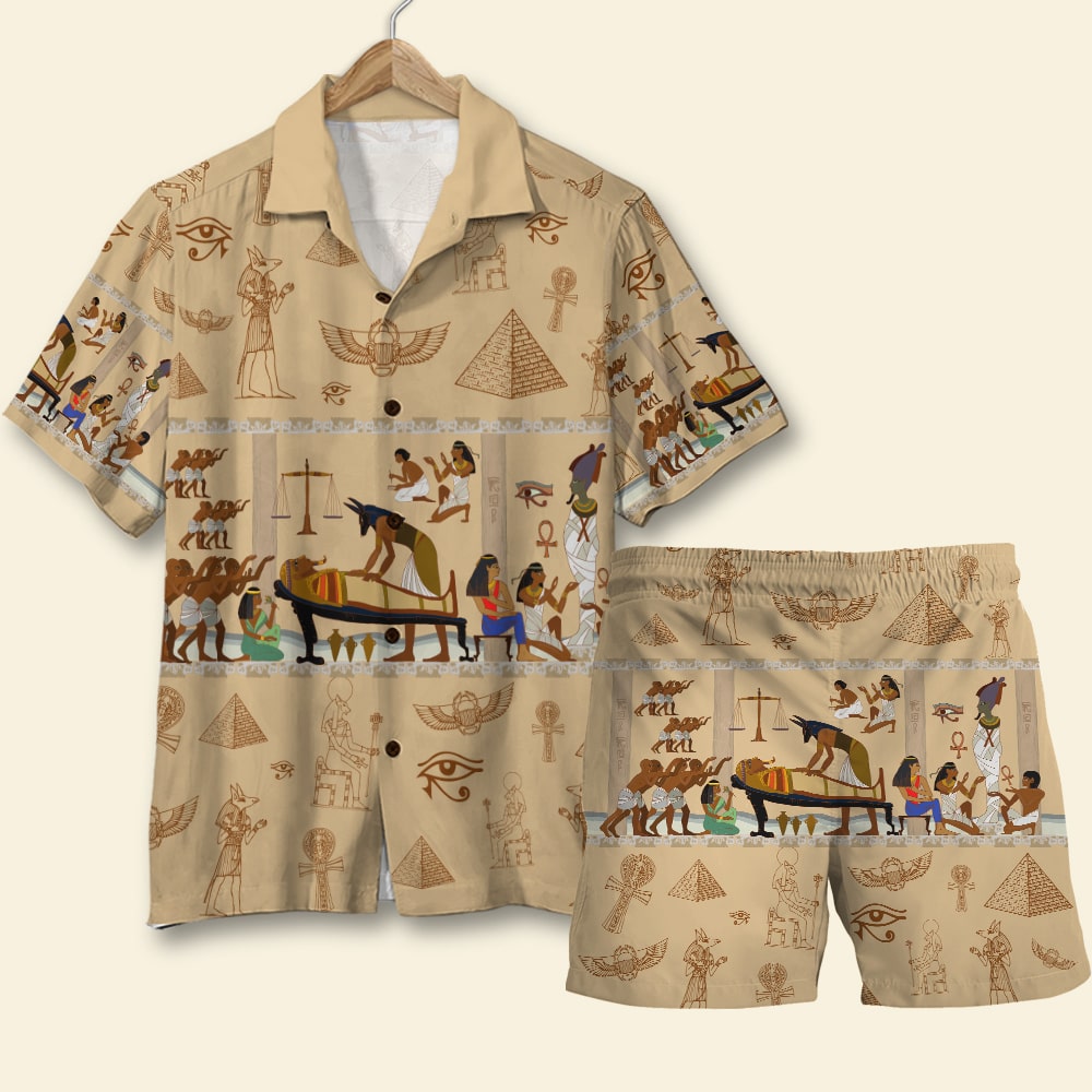 Egypt Hawaiian Shirt and Men Beach Shorts, Egyptian Pattern - Hawaiian Shirts - GoDuckee