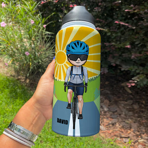 Personalized Cycling Man Water Bottle - 10 Cycling Rules - Water Bottles - GoDuckee