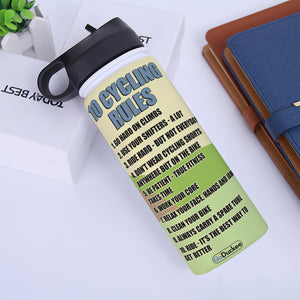 Personalized Cycling Man Water Bottle - 10 Cycling Rules - Water Bottles - GoDuckee