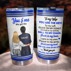 Personalized Police Couple Tumbler Cup - You & Me We Got This - Valentine Gifts - Couple Shoulder to Shoulder - Tumbler Cup - GoDuckee