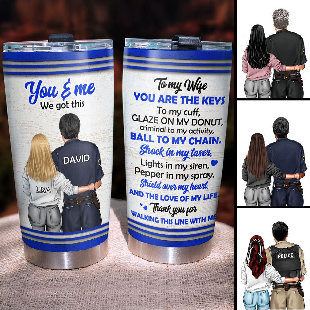 Personalized Police Couple Tumbler Cup - You & Me We Got This - Valentine Gifts - Couple Shoulder to Shoulder - Tumbler Cup - GoDuckee