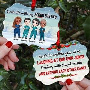Scrub Life, Scrub Bestie - Personalized Colleagues Benelux Ornament - Christmas Gift for Friends Nurse - Ornament - GoDuckee