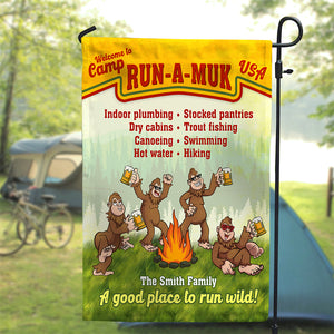 Personalized Camping Gifts For Bigfoot Family, A Good Place To Run Wild - Custom Flag - Flag - GoDuckee