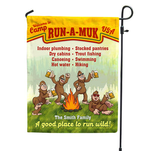 Personalized Camping Gifts For Bigfoot Family, A Good Place To Run Wild - Custom Flag - Flag - GoDuckee