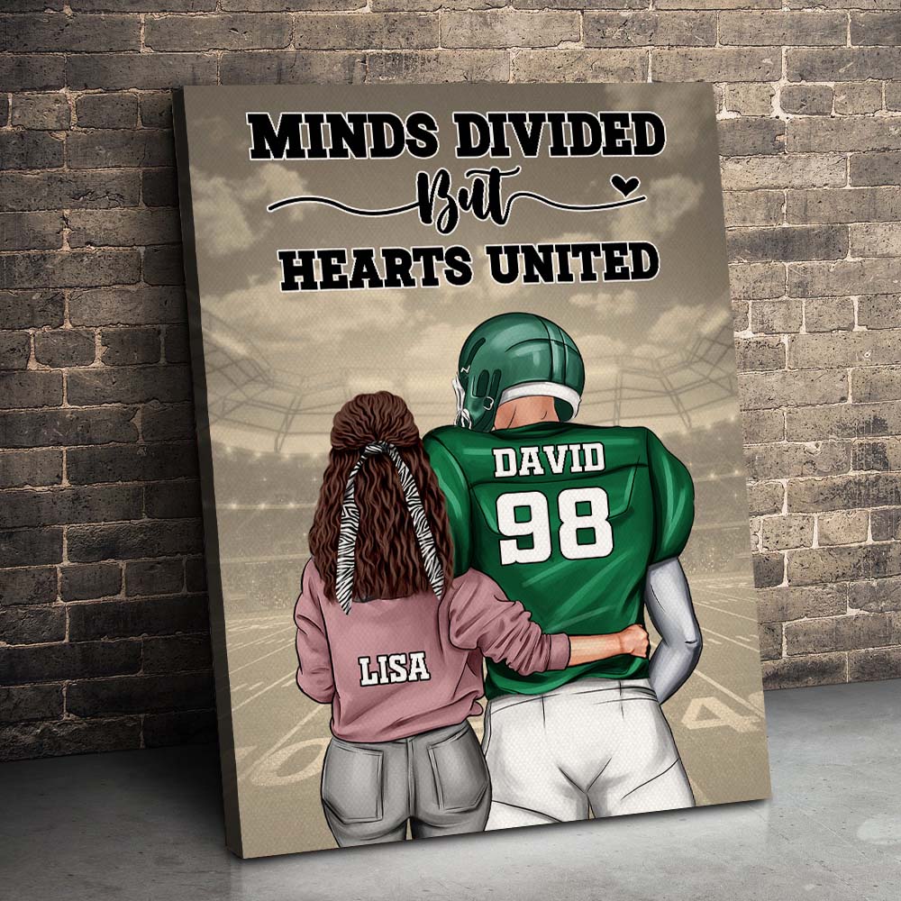 Minds Divided But Hearts United Personalized Canvas Print, Couple Gift-2BHHI080223 - Poster & Canvas - GoDuckee