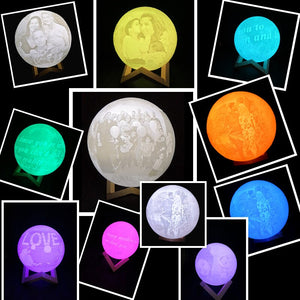 Custom Photo 3D Moon Lamp, Memory Gift For Family, Friends, Couples - Led Night Light - GoDuckee