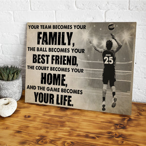 Personalized Male Volleyball Player Poster - Your Team Becomes Your Family - White Art - Poster & Canvas - GoDuckee