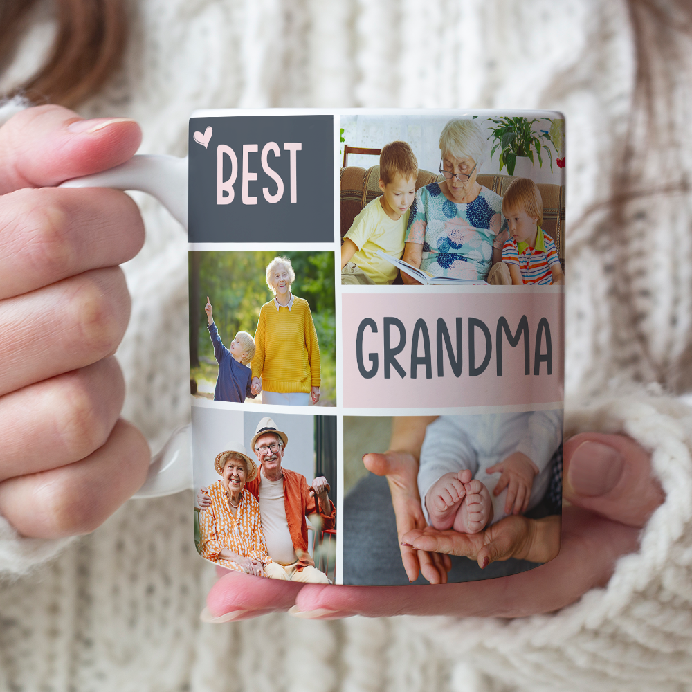 Best Grandma With Children, Photo Personalized White Mug - Coffee Mug - GoDuckee