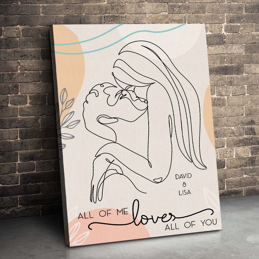 All Of Me Love All Of You, Couple Kissing Happy Valentine's Day Canvas Poster - Poster & Canvas - GoDuckee