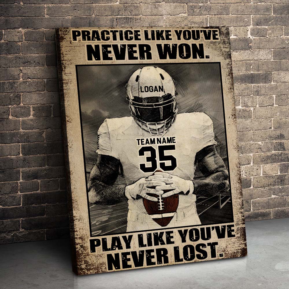 Practice Like You've Never Won, Football Player Canvas Poster 022BHHI090123 - Poster & Canvas - GoDuckee