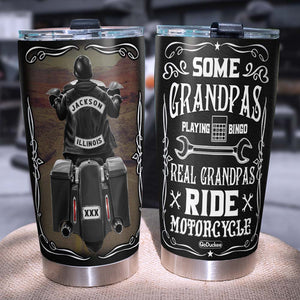 Some Grandpas Playing Bingo , Biker Personalized Tumbler - Tumbler Cup - GoDuckee