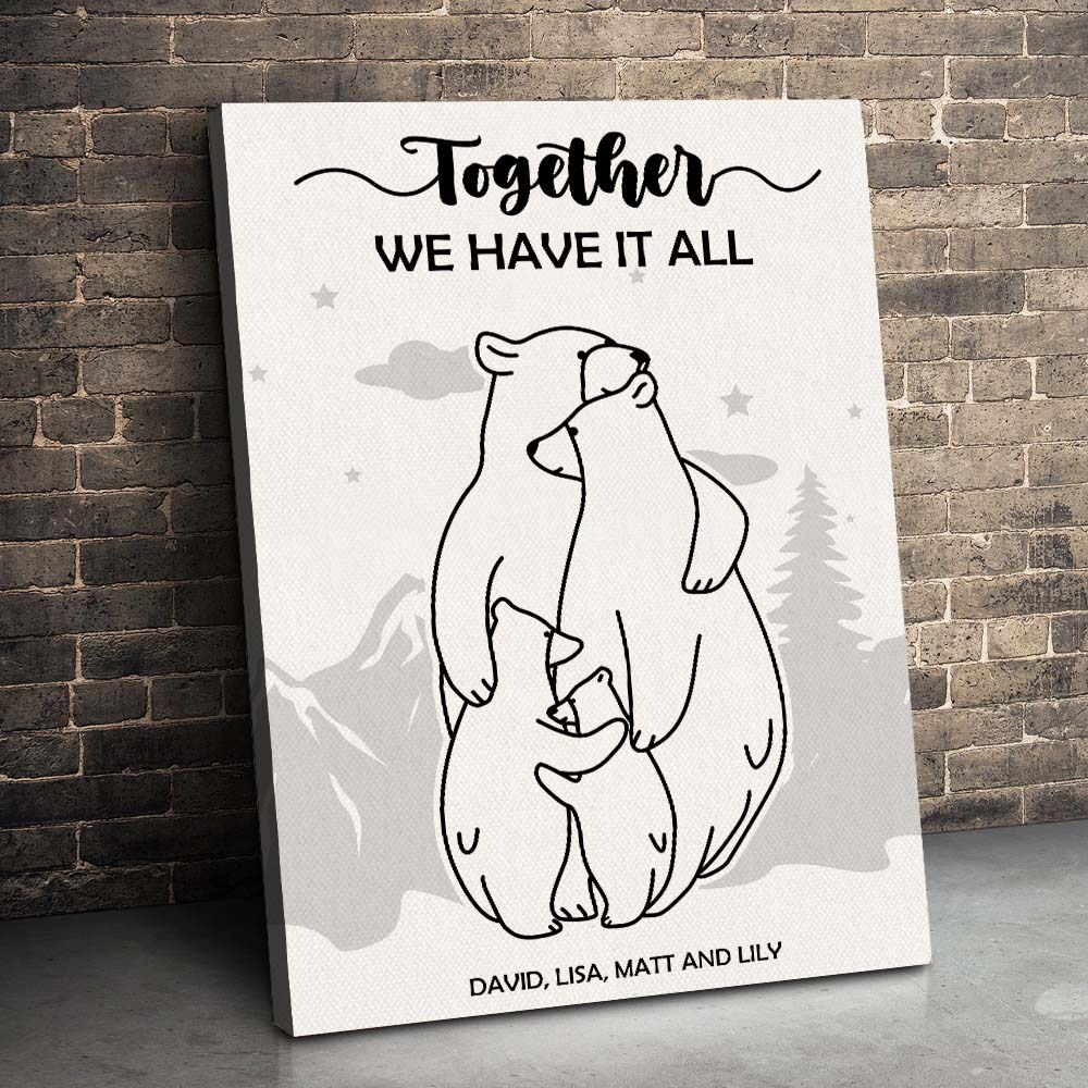 Bear Family Line Art, Family Hug Canvas Poster - Poster & Canvas - GoDuckee