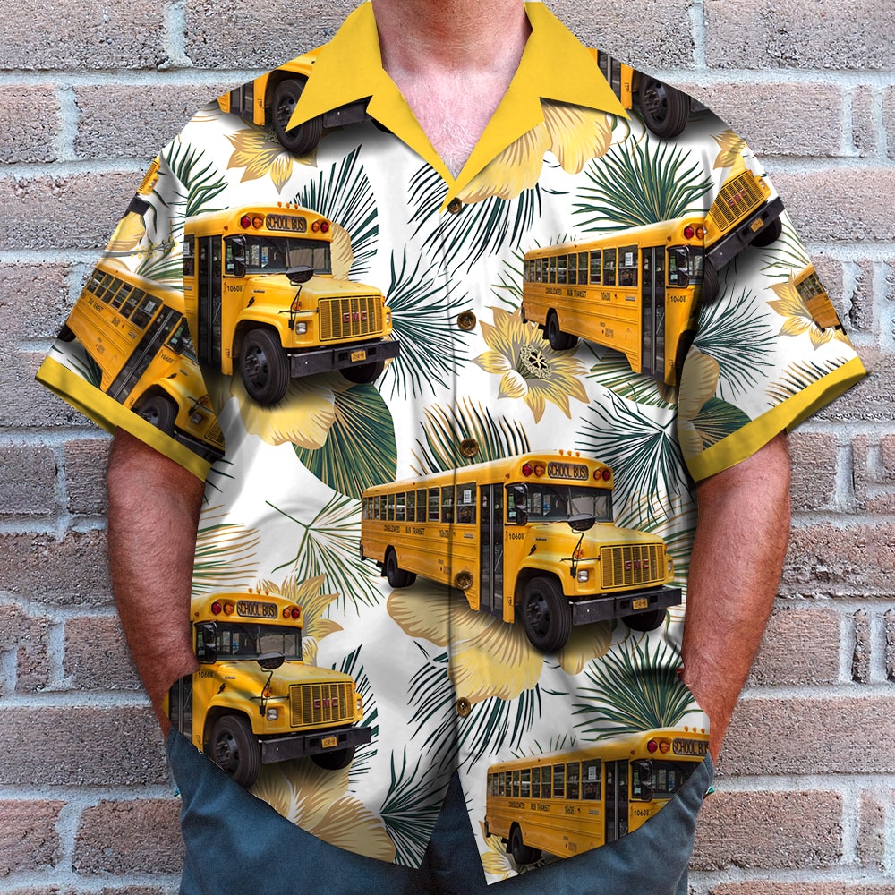 School Bus Drive Duck Hawaiian Shirt - Bus & Duck Pattern - GoDuckee