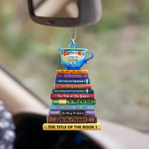 Bookstack with Custom Titles - Personalized Flat Car Ornament - Gift for Bookworm - Ornament - GoDuckee