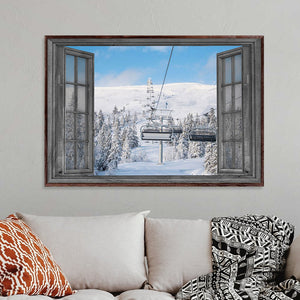 Skiing View From Window - Skiing Field Poster - Poster & Canvas - GoDuckee