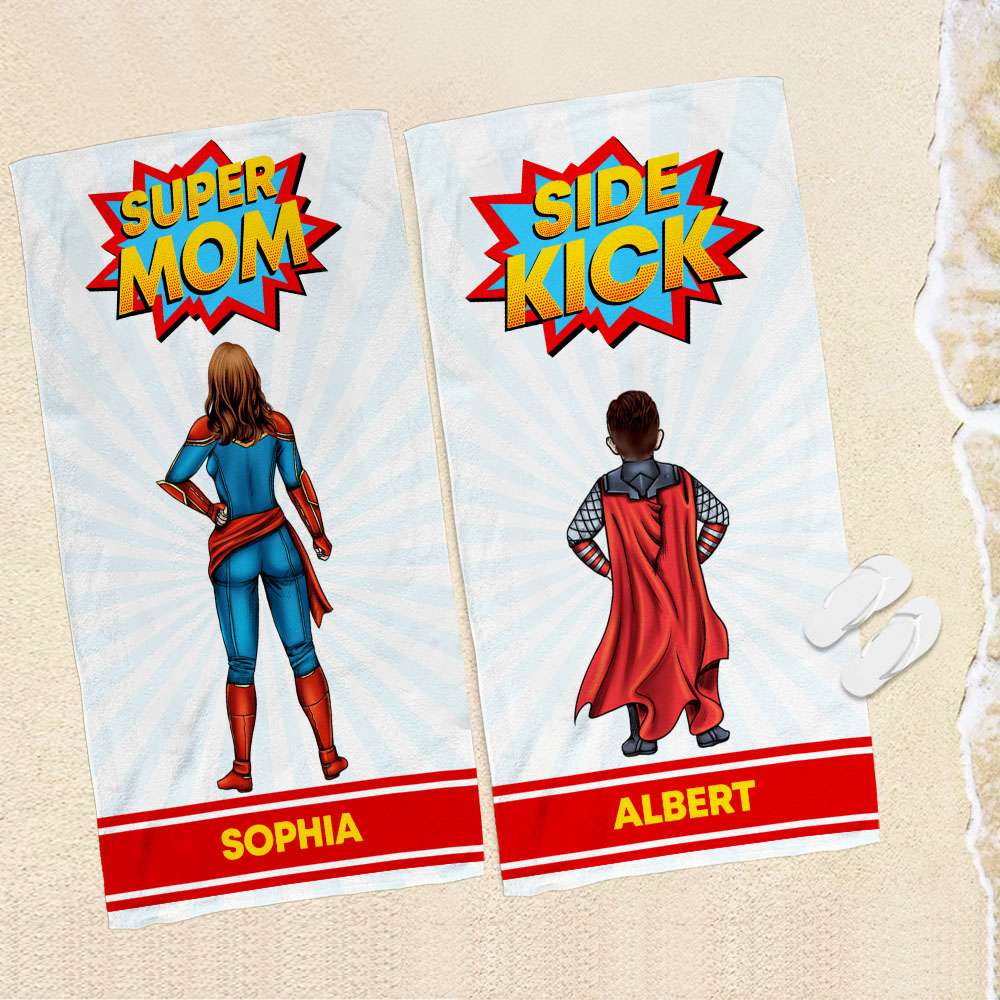 Mom and Kid TZ-BTAM2-03qhqn170423tm Personalized Beach Towel - Beach Towel - GoDuckee