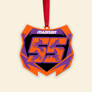 Personalized Motocross Plate Ornament, Christmas Gift For Motocross Lovers - Ornament - GoDuckee