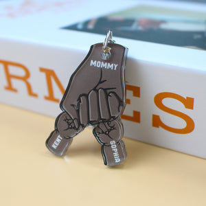 Dad and Kids Fist Bump, Personalized Keychain, Father's Day Gifts for Dads - Keychains - GoDuckee