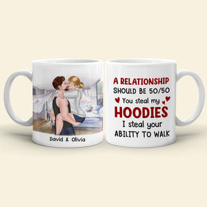 You Steal My Hoodies I Steal Your Ability To Walk - Personalized Couple Mug - Gift For Couple - Coffee Mug - GoDuckee
