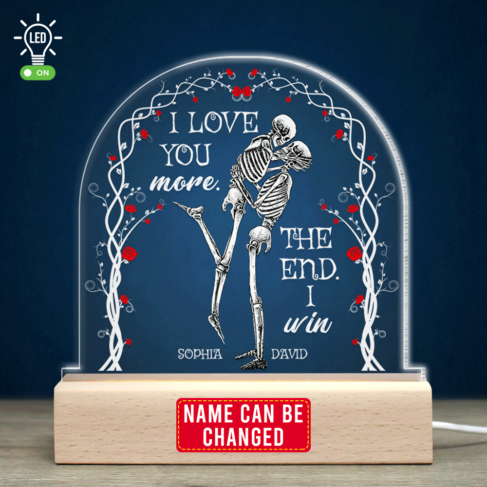 I Love You More. The End. I Win - Gift For Couple - Led Light Wooden - Led Night Light - GoDuckee