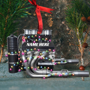 Dirt Track Racing Sprint Car Engine - Personalized Christmas Ornament - Gift for Racers - Ornament - GoDuckee
