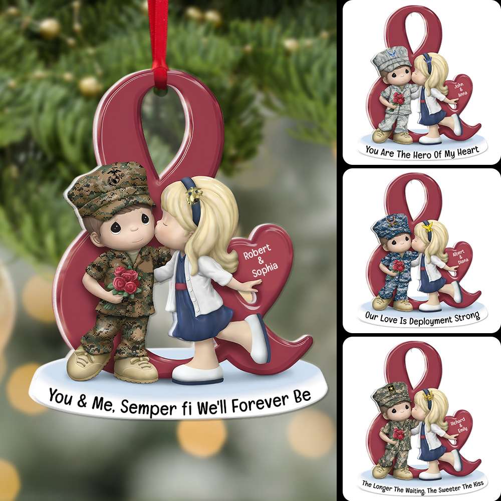 Military Couple Love Acrylic Custom Shape Ornament - Ornament - GoDuckee