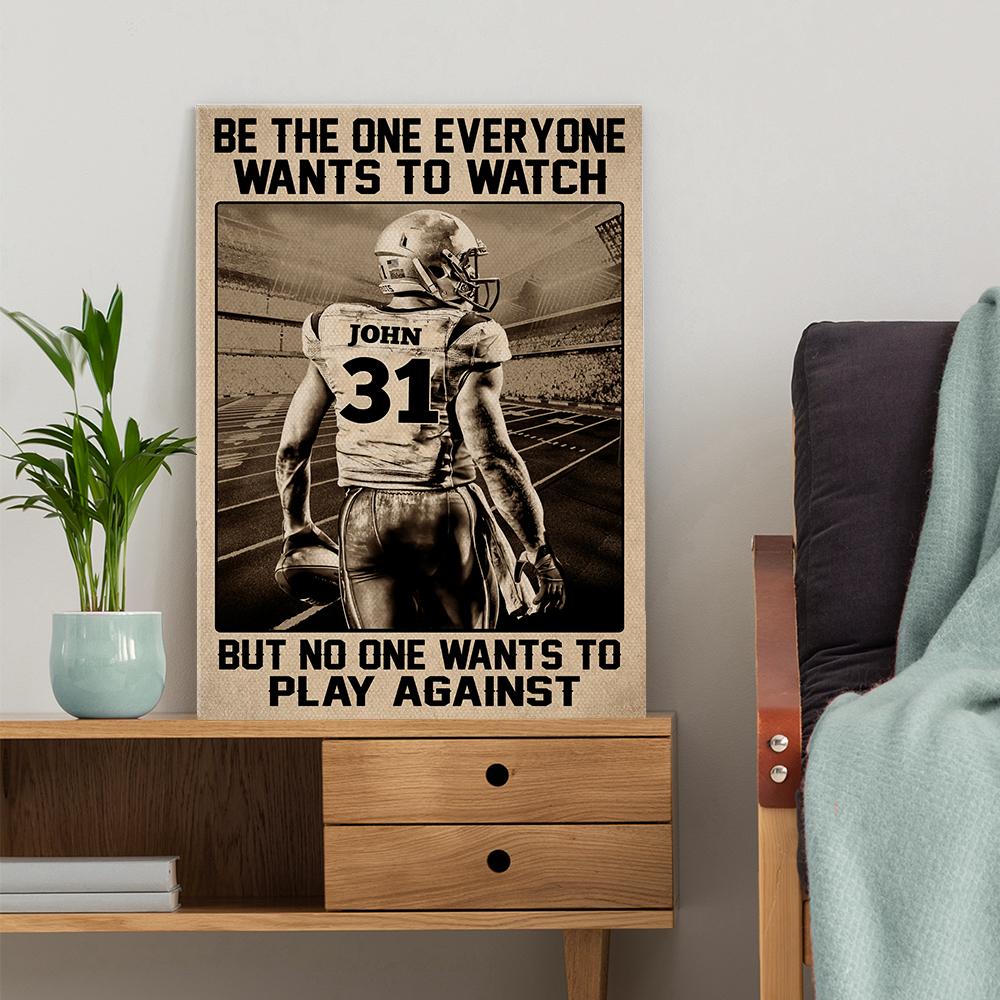 Personalized Canvas Wall Art For Dad From Son Daughter Couple Football  Custom Name Poster Prints Gifts For Football Players Home Decor For  Birthday