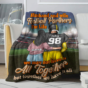 Personalized American Football Couple Blanket - Husband And Wife Football Partners For Life - Blanket - GoDuckee