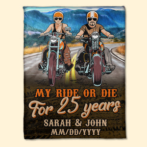 Personalized Biker Couple Blanket - My Ride Or Die - Marriage Chapter - Blanket - GoDuckee