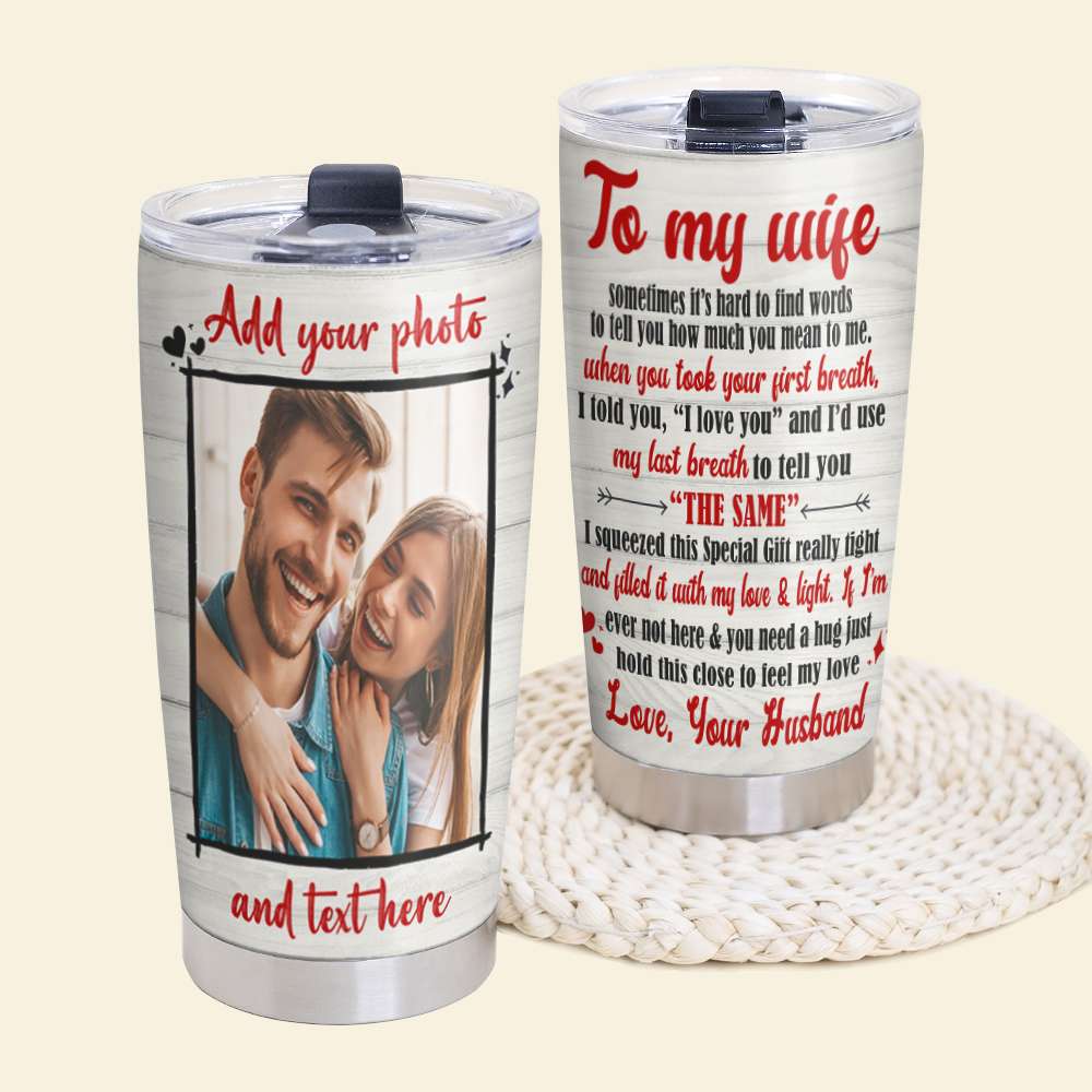 Personalized Couple Tumbler - Sometimes It’s Hard to Find Words to Tell You How Much I Love You - Tumbler Cup - GoDuckee