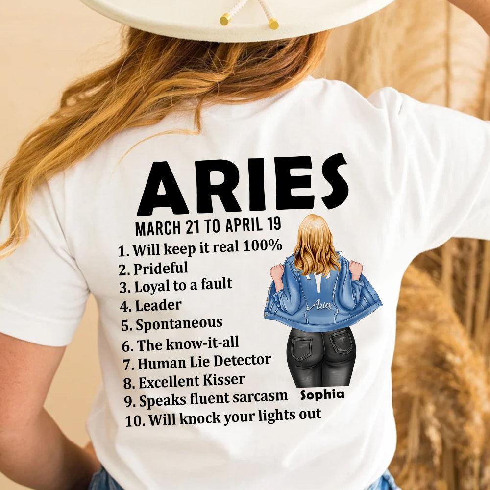 ARIES- Zodiac Girl Personalized Shirt, Gift For Her - Shirts - GoDuckee