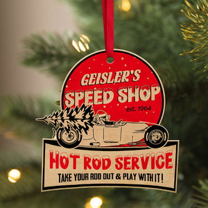 Speed Shop Hot Rod Service - Personalized Christmas Ornament - Christmas Gift For Car Racing Lover - Ornament - GoDuckee