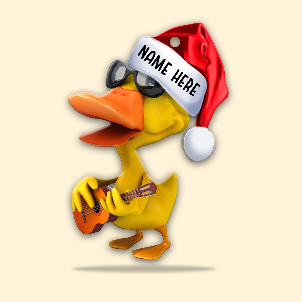 Duck Playing Guitar - Personalized Christmas Ornament - Christmas Gift For Guitar Lover - Ornament - GoDuckee