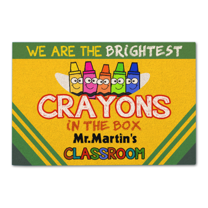 Crayons Classroom Doormat - Custom Teacher's Name - We Are The Brightest Crayons In The Box - Doormat - GoDuckee