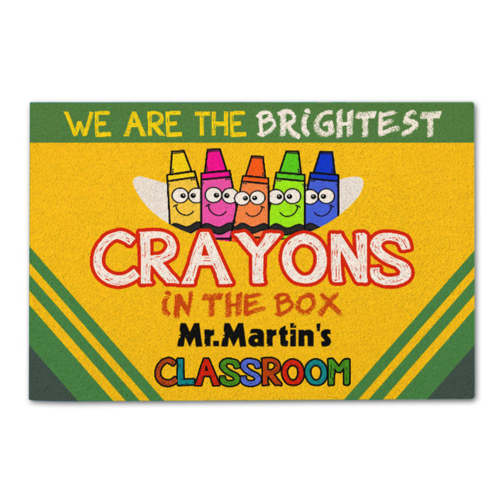 Crayons Classroom Doormat - Custom Teacher's Name - We Are The Brightest Crayons In The Box - Daycare - Doormat - GoDuckee