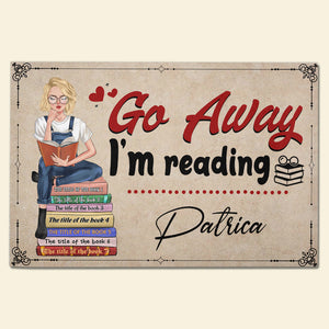Custom Book Titles - Personalized Reading Girl Doormat - Go Away I Am Reading - Doormat - GoDuckee