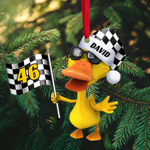 Funny Car Racing Duck - Personalized Christmas Ornament - Christmas Gift For Car Racer - Ornament - GoDuckee