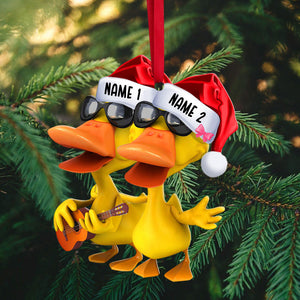 Couple Duckies Playing Guitar - Personalized Christmas Ornament - Christmas Gift For Couple - Ornament - GoDuckee